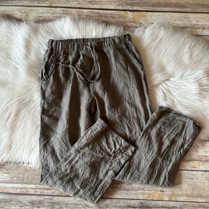 Parachute 100% Linen Drawstring Pants Small Petite Green